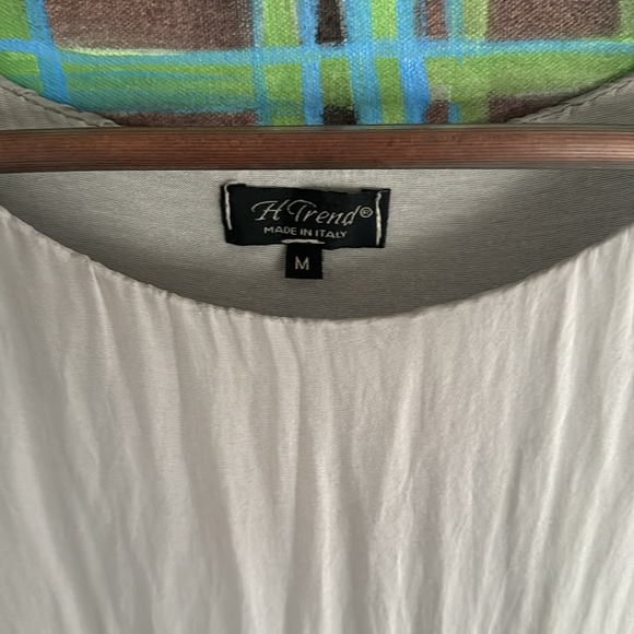 H Trend gray silk embellished asymmetrical layered hem MEDIUM made in Italy 🇮🇹 - Picture 2 of 8